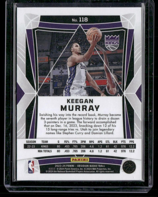 2023-24 Panini Obsidian #118 Keegan Murray