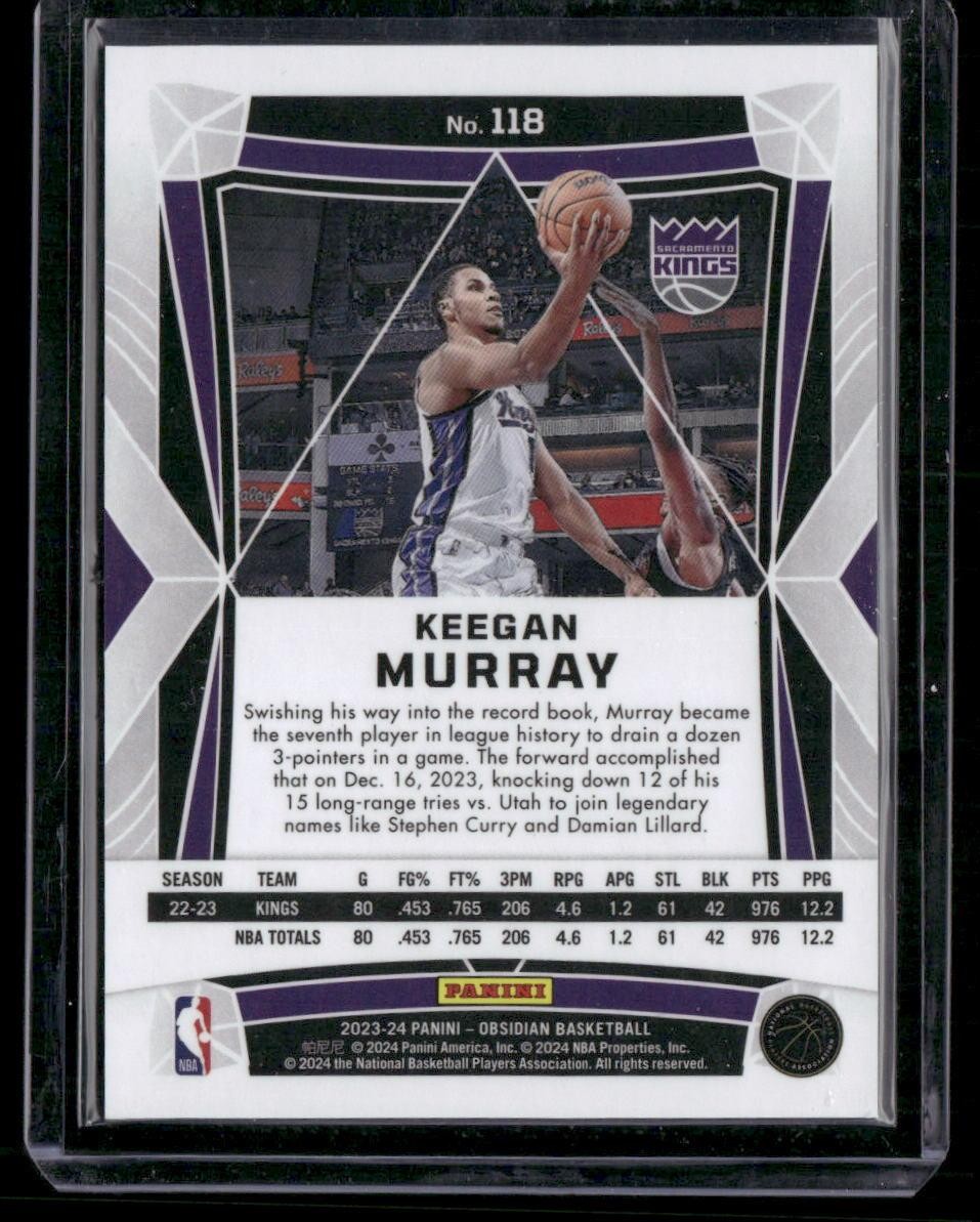 2023-24 Panini Obsidian #118 Keegan Murray