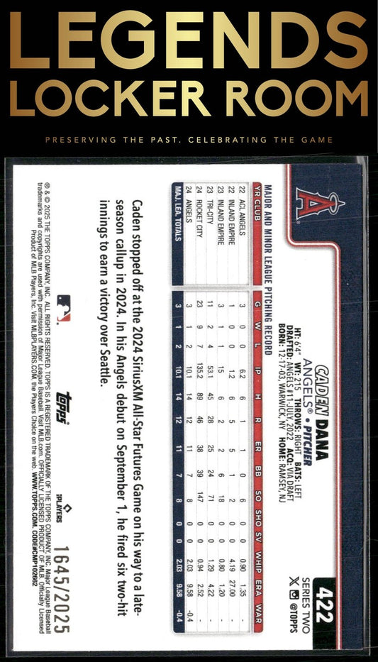 2025 Topps #422 Caden Dana Gold #/2025