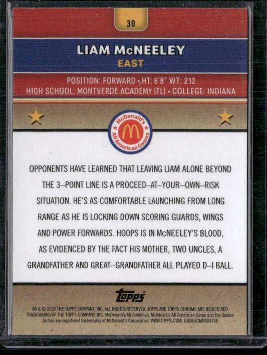 2024 Topps Chrome McDonald's All-American #30 Liam McNeeley
