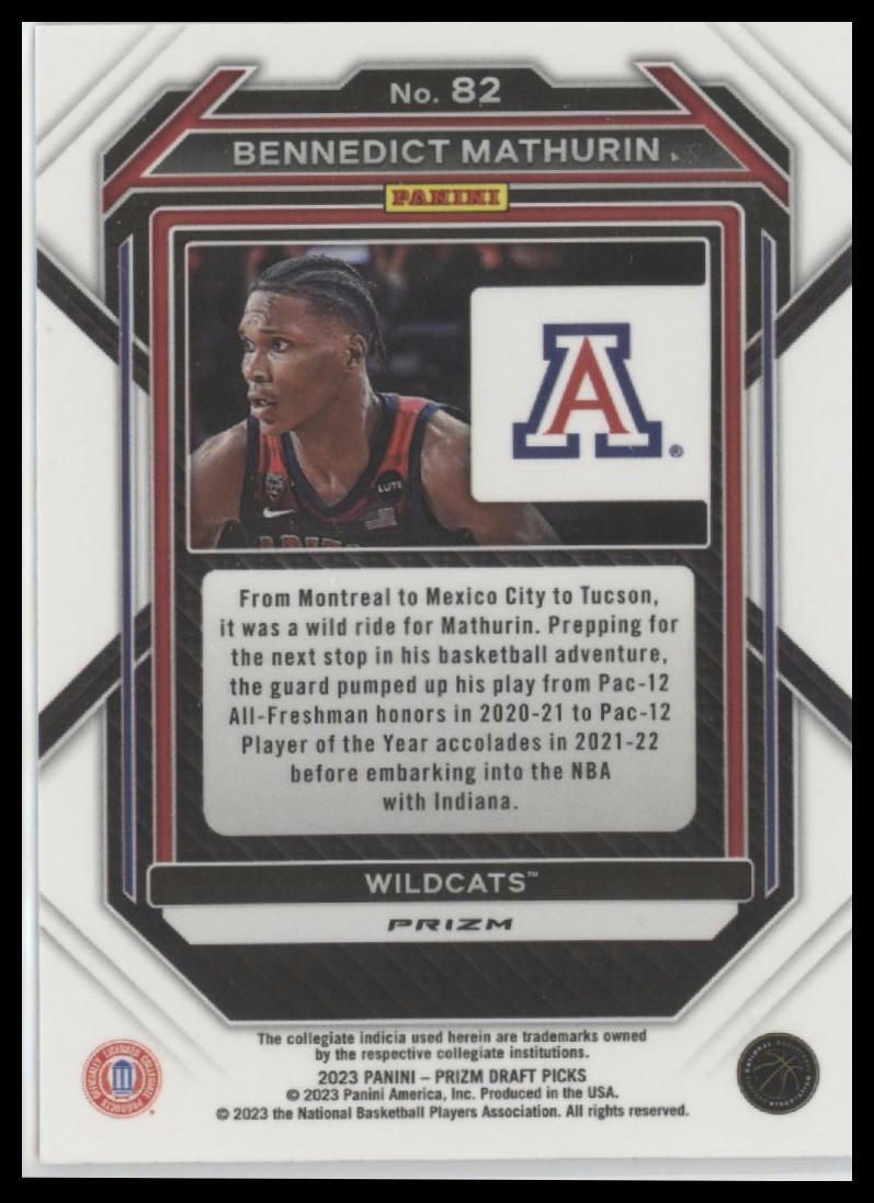 2023 Panini Prizm Draft Picks #82 Bennedict Mathurin Red Ice