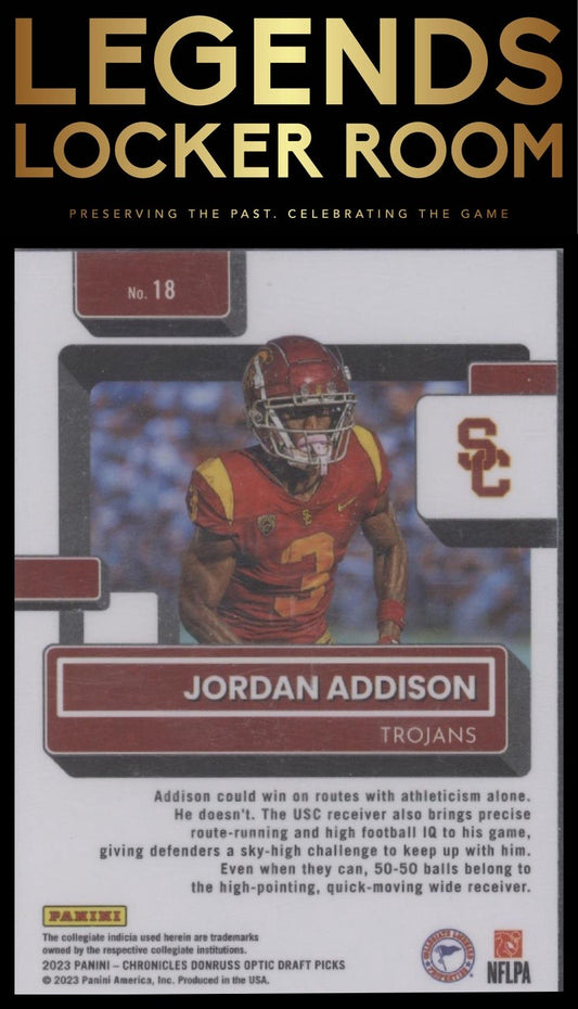 2023 Panini Chronicles Draft Picks Jordan Addison Donruss Optic Rated Rookies