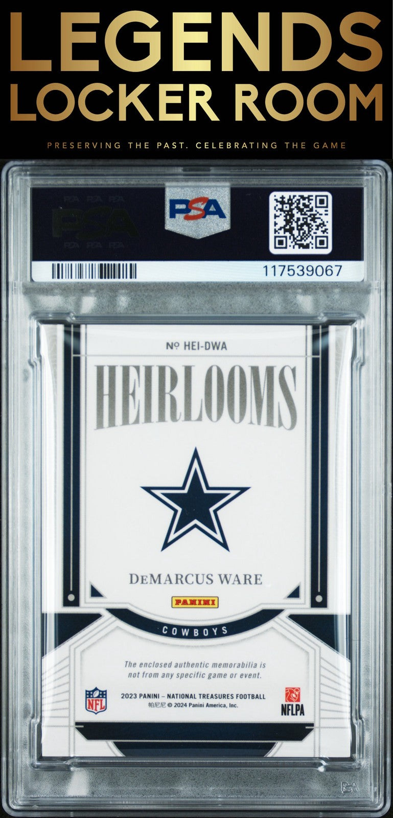 2023 Panini National Treasures Heirlooms Demarcus Ware Gold /10 PSA 9