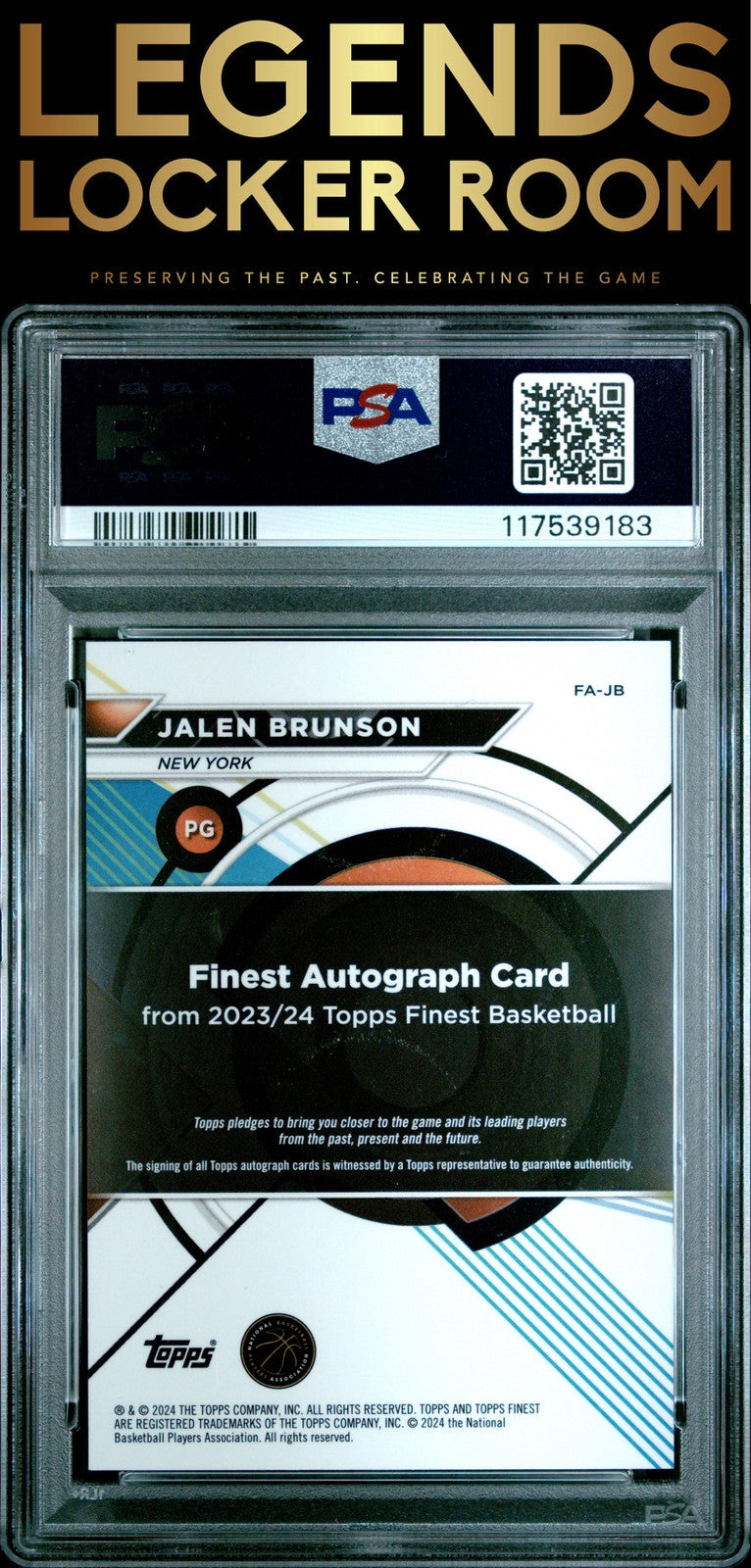 2023 Topps Finest Finest Autographs Jalen Brunson Finest Gold Geometric PSA 9