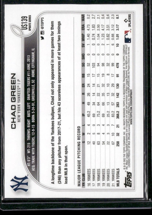 2022 Topps Update #US139 Chad Green