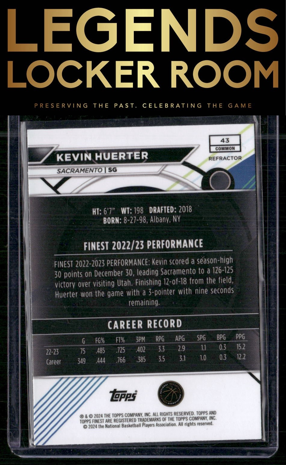 2023-24 Finest #43 Kevin Huerter Refractors