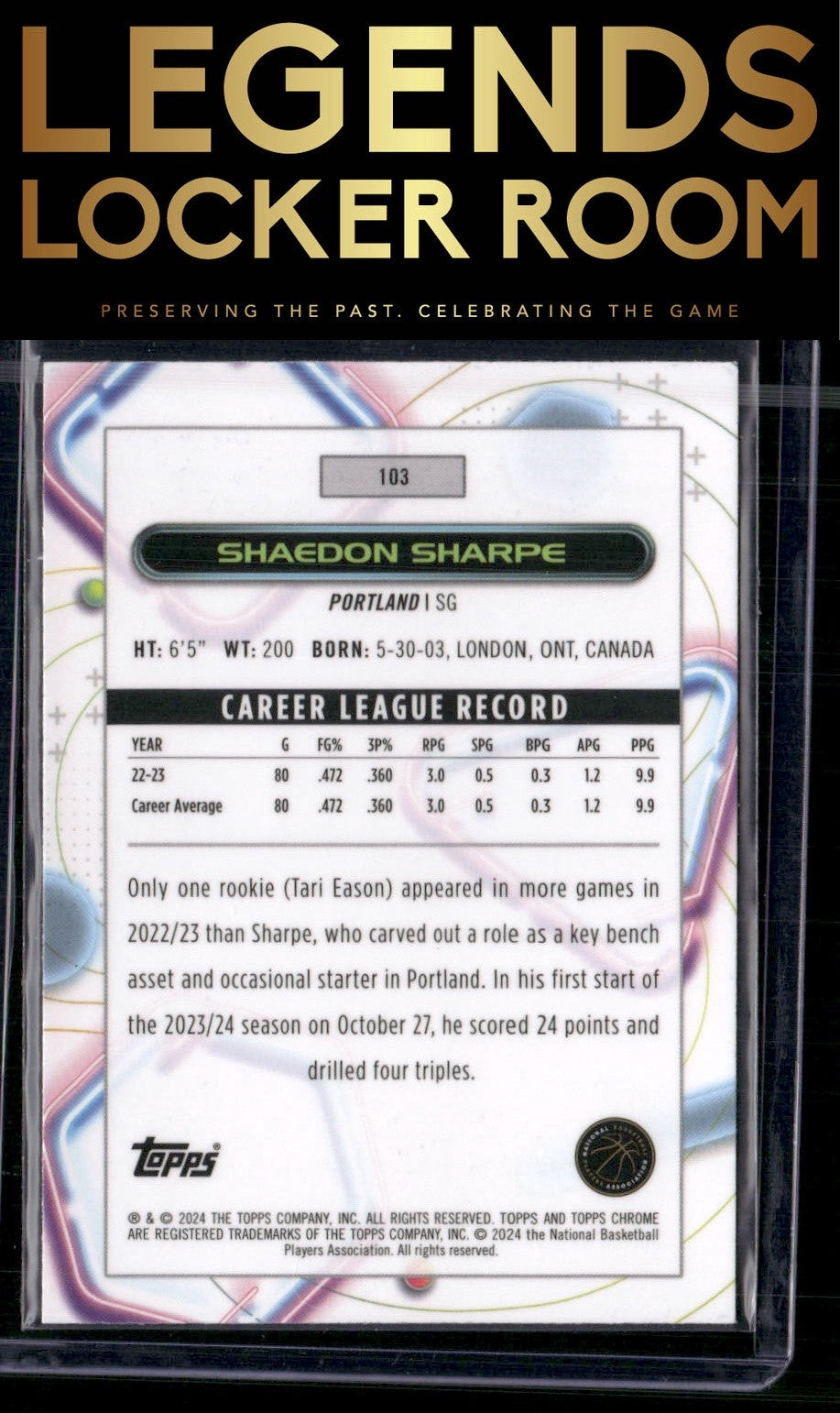 2023-24 Topps Chrome Cosmic #103 Shaedon Sharpe