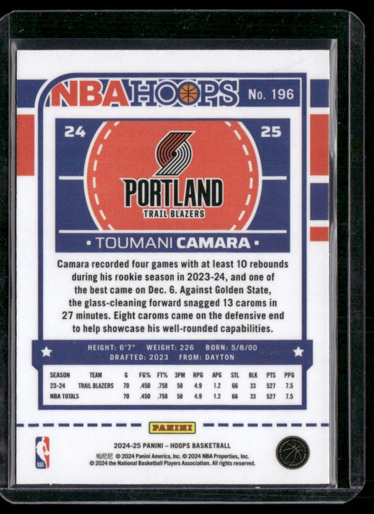 2024-25 Hoops #196 Toumani Camara Premium Prizms Silver