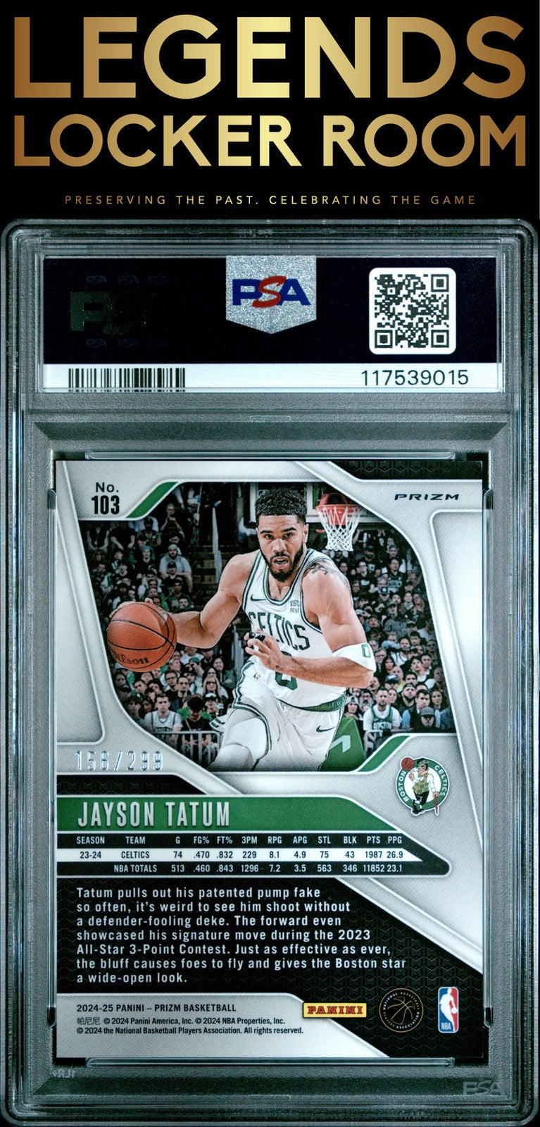 2024 Panini Prizm #103 Jayson Tatum Red Prizm PSA 9