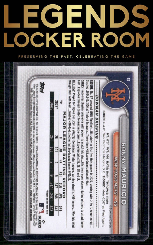 2024 Bowman #13 Ronny Mauricio