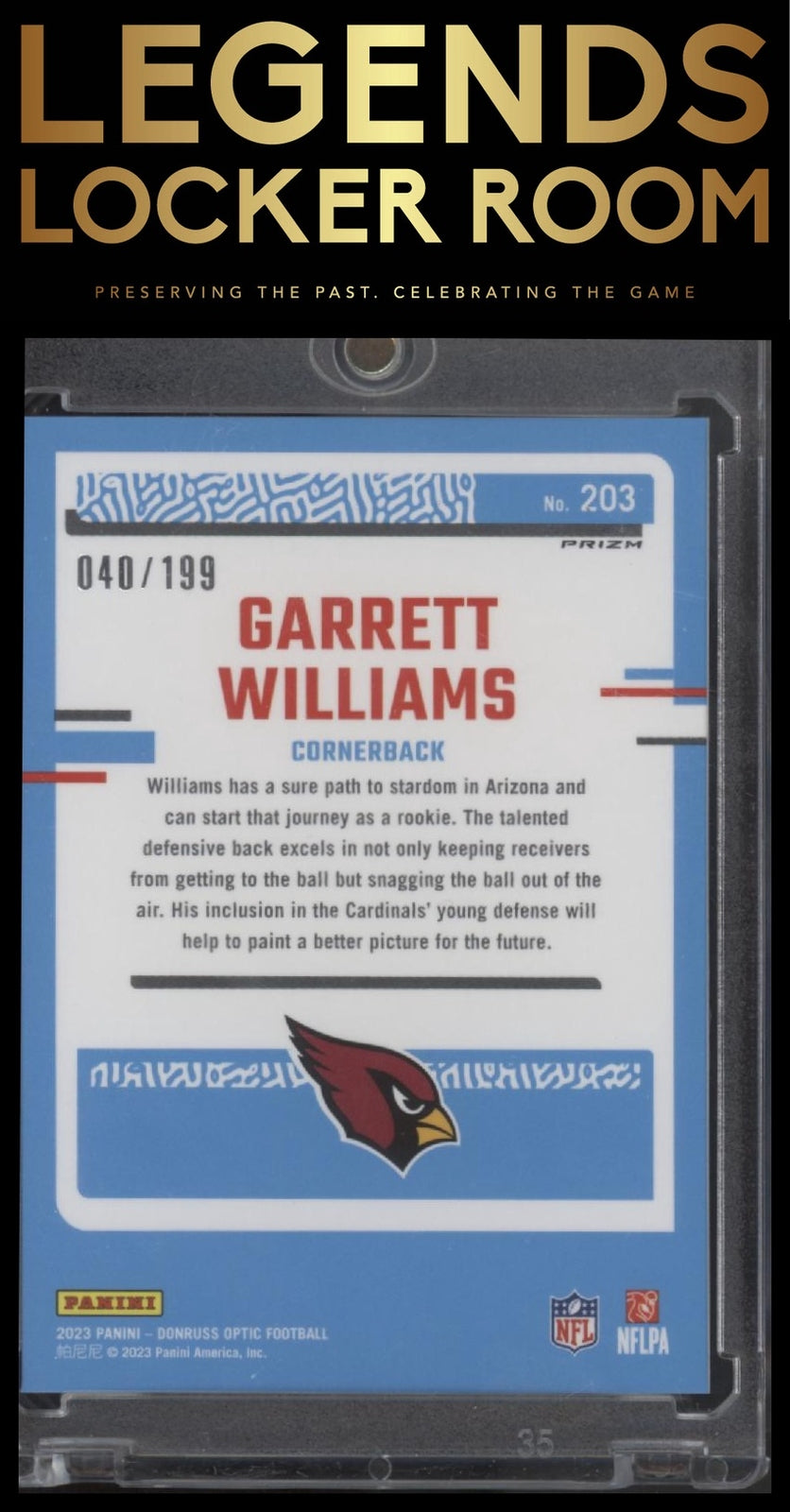 2023 Donruss Optic #203 Garrett Williams Blue #/199