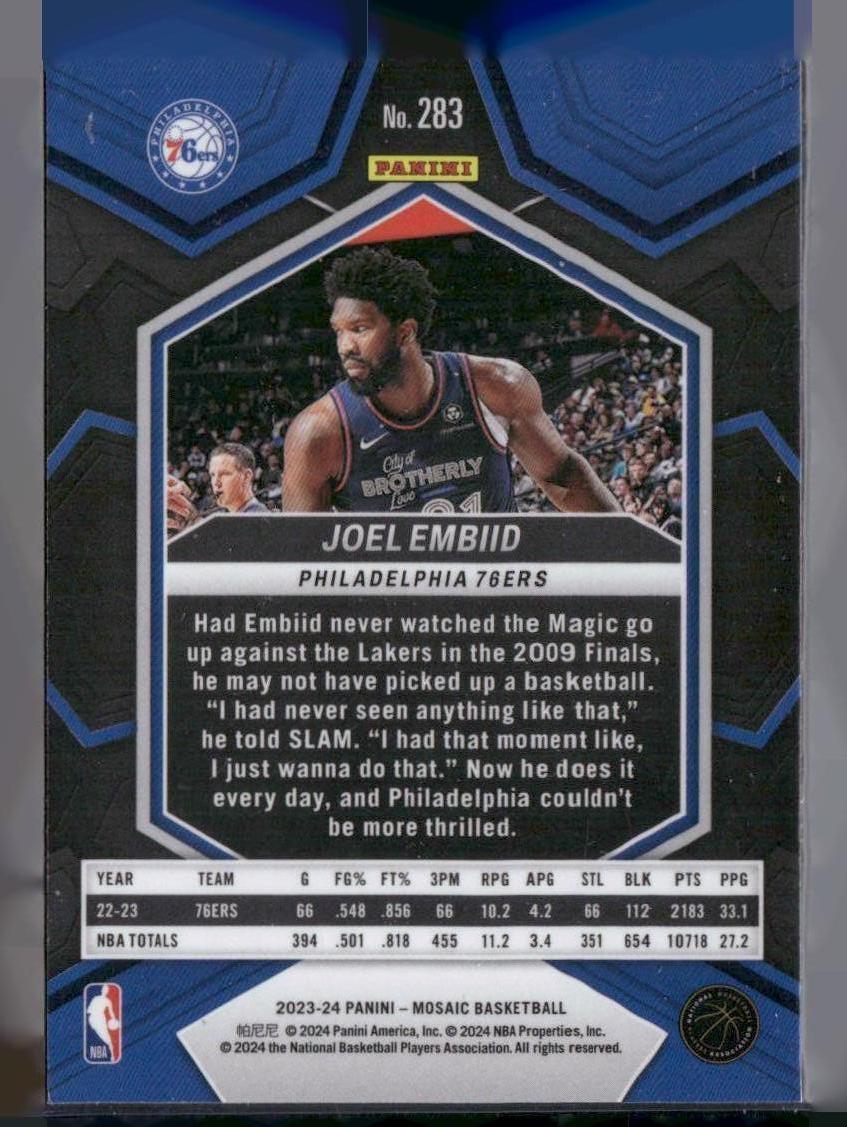 2023-24 Panini Mosaic #283 Joel Embiid City Edition