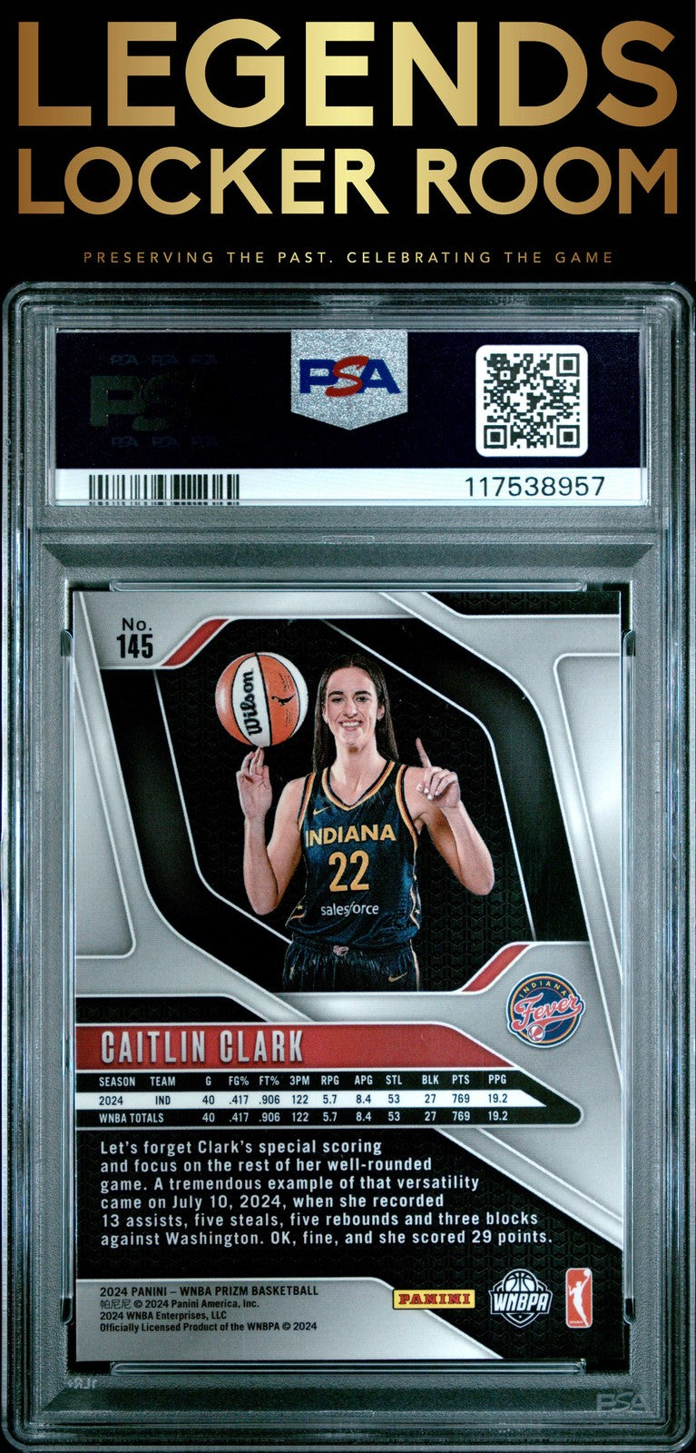 2024 Panini Prizm Wnba #145 Caitlin Clark PSA 10