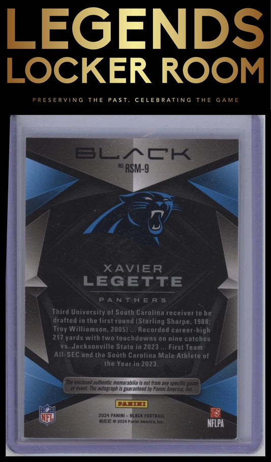 2024 Panini Black #RSM-9 Xavier Legette Rookie Signature Materials #/99
