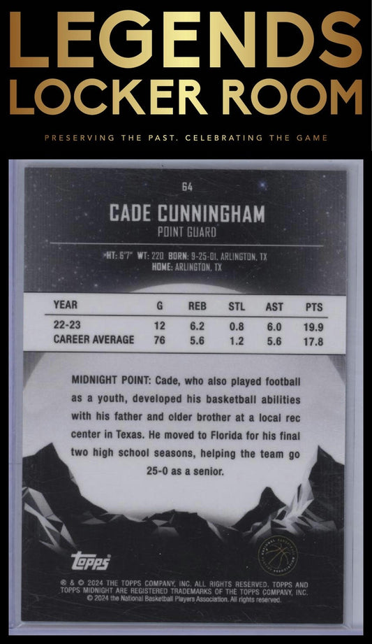 2023-24 Topps Midnight #64 Cade Cunningham Morning #/149