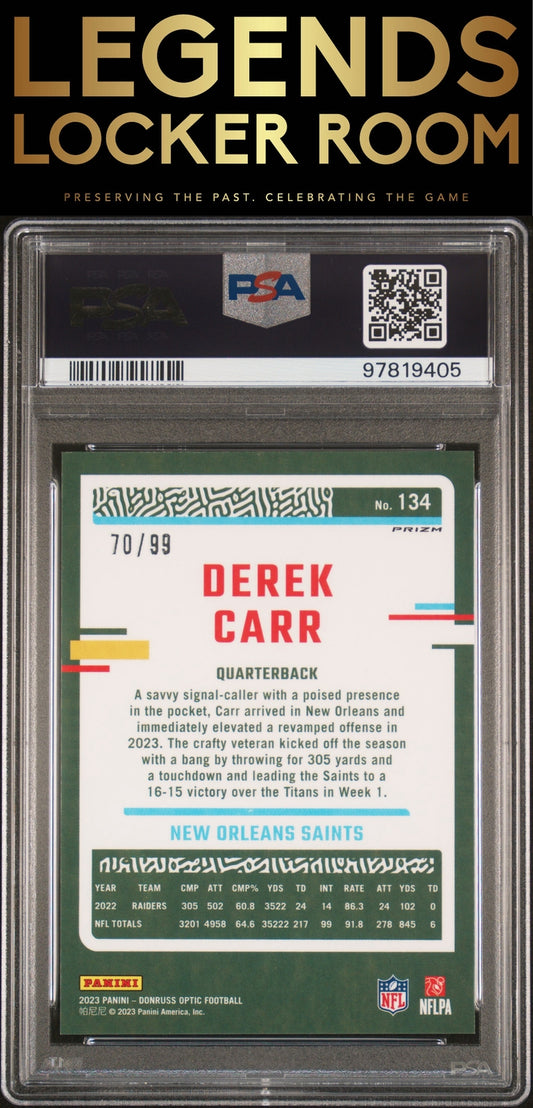 2023 Panini Donruss Optic #134 Derek Carr Red PSA 10