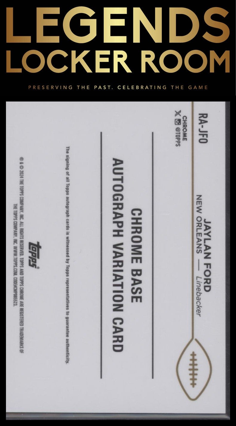 2024 Topps Chrome Jaylan Ford Rookie Auto Aqua Sonar Refractor /199