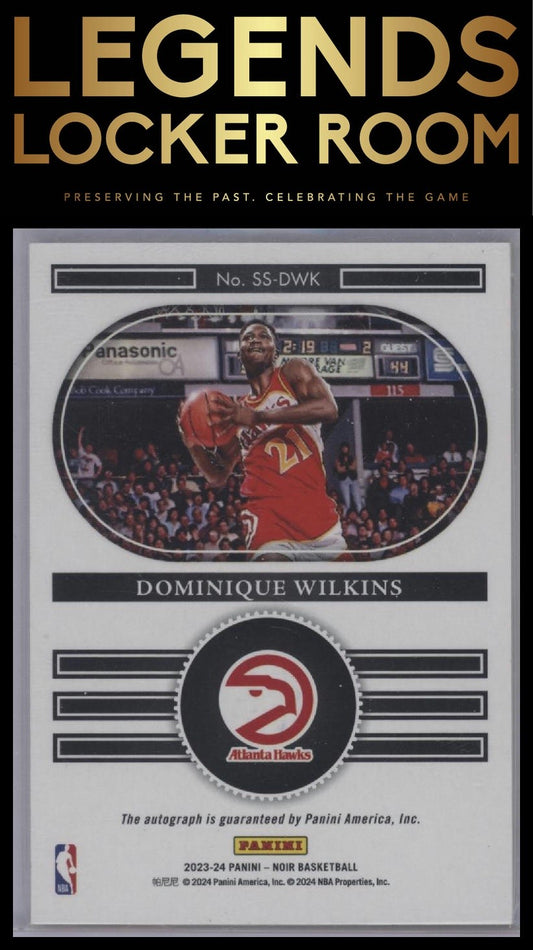 2023-24 Panini Noir #SS-DWK Dominique Wilkins Snapshot Signatures Holo Gold #/10