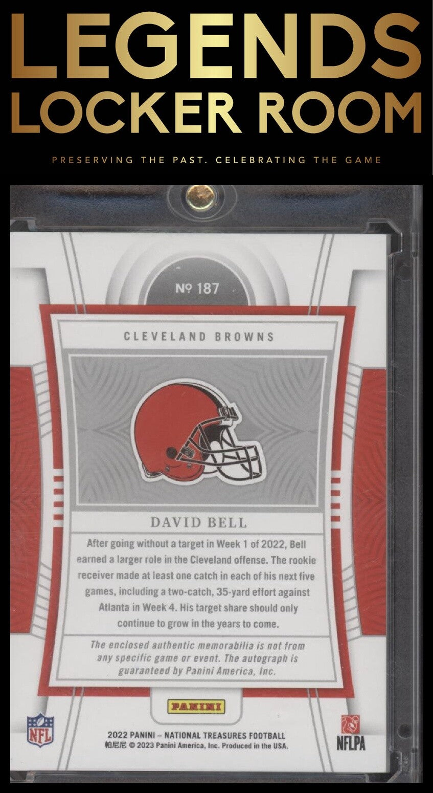 2022 Playoff National Treasures Football RPA David Bell Green Jersey Number #/18