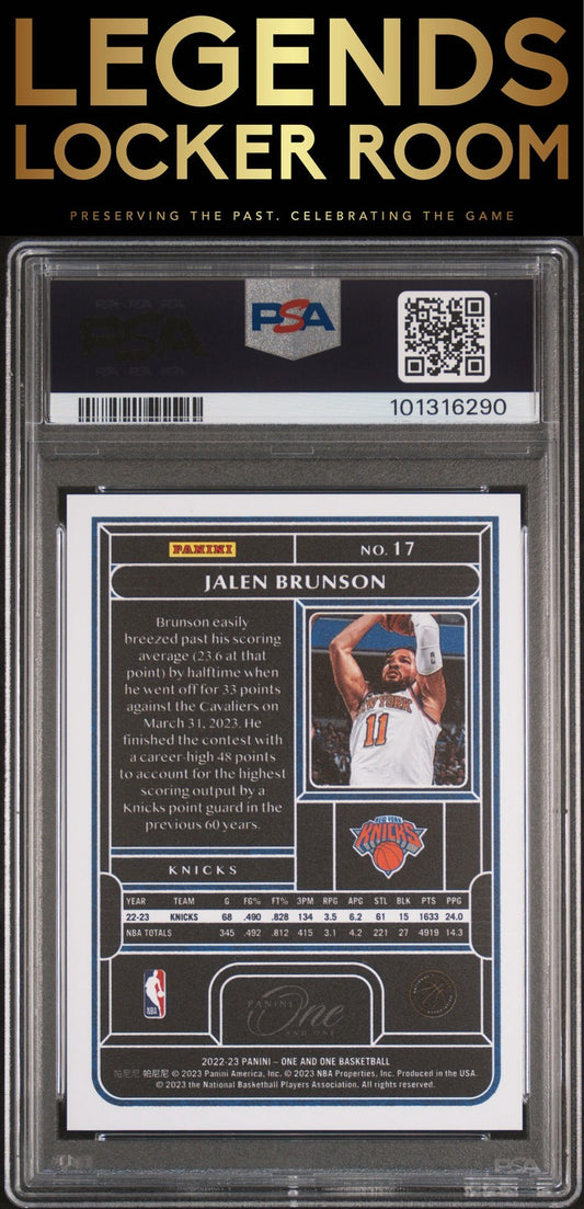 2022 Panini One And One #17 Jalen Brunson PSA 9