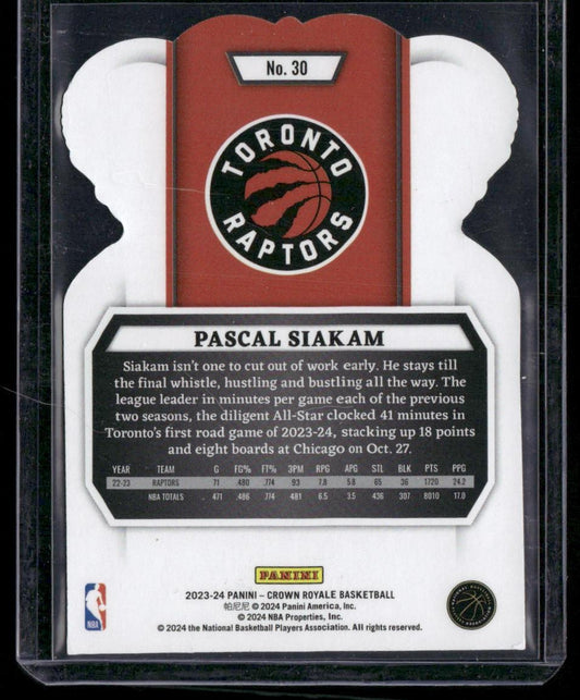 2023-24 Panini Crown Royale #30 Pascal Siakam Crystal Purple #/25