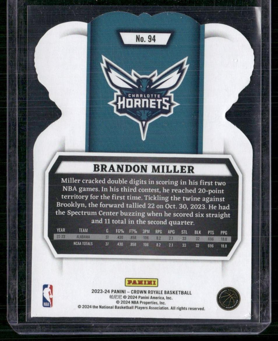 2023-24 Panini Crown Royale #94 Brandon Miller Crystal Red #/49