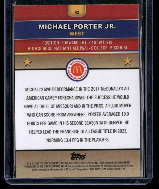 2024 Topps Chrome McDonald's All-American #93 Michael Porter Jr.