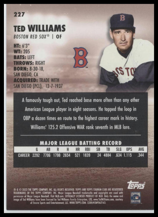 2023 Stadium Club #227 Ted Williams Red Foil