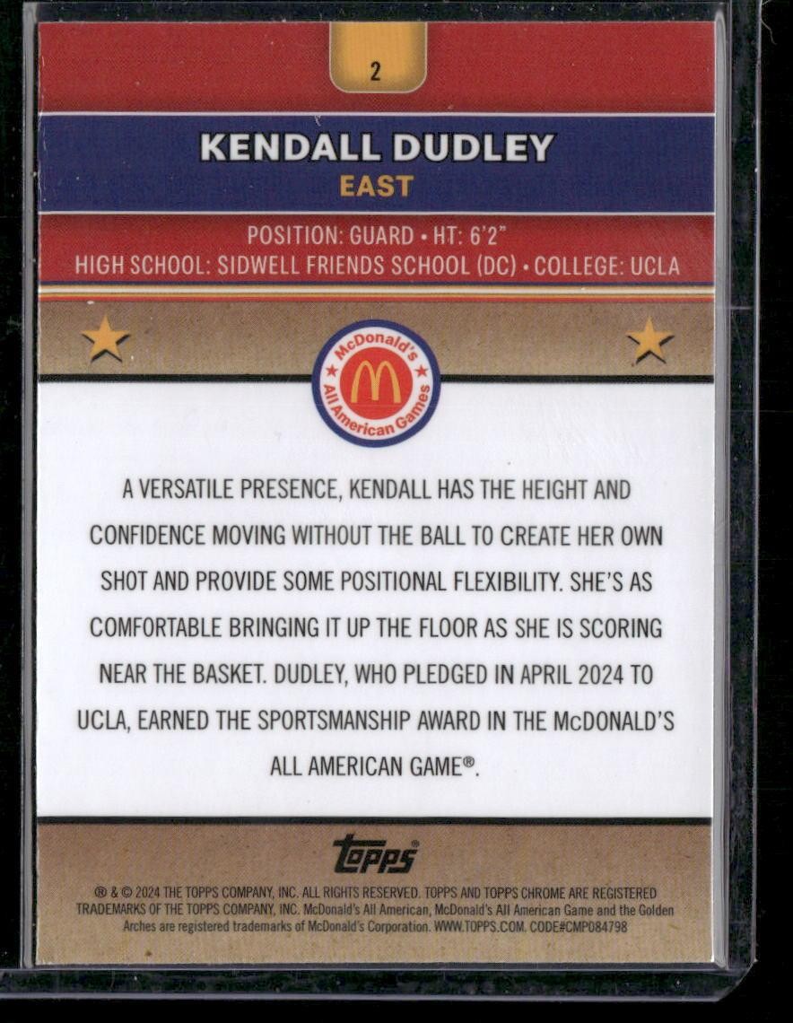 2024 Topps Chrome McDonald's All-American #2 Kendall Dudley