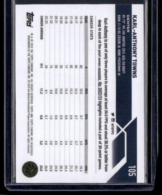 2023-24 Topps Chrome #105 Karl-Anthony Towns