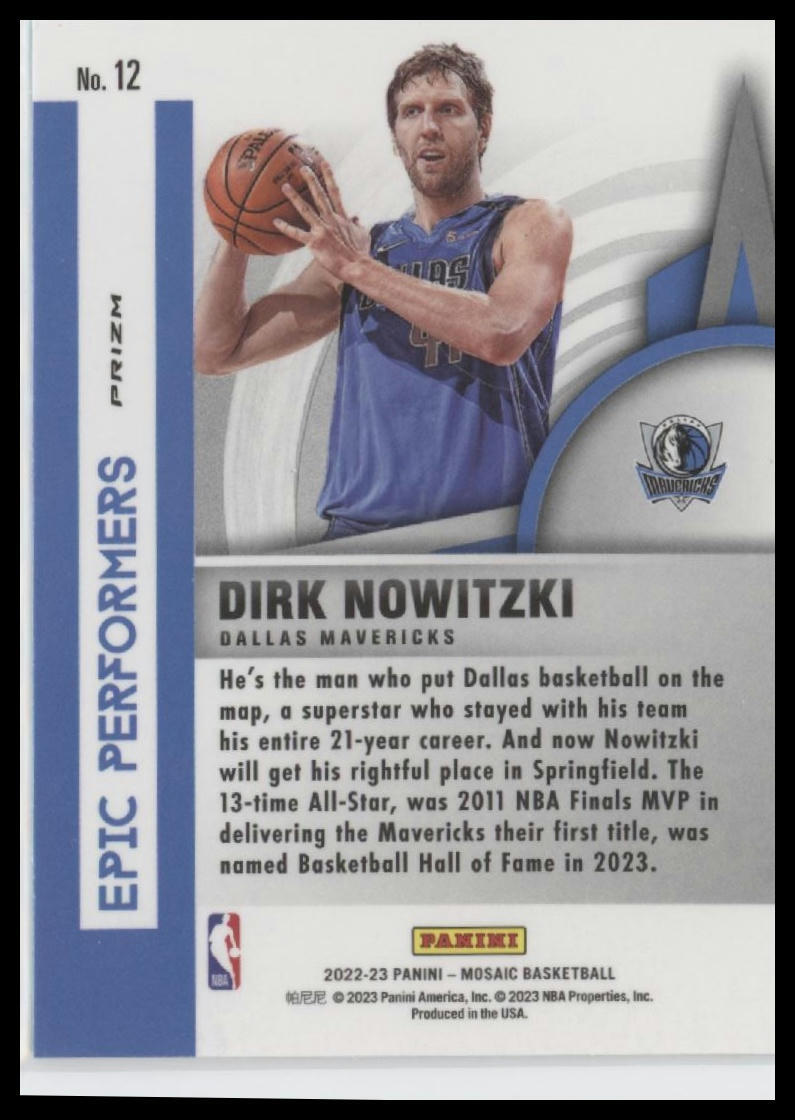 2022-23 Panini Mosaic #12 Dirk Nowitzki Epic Performers Mosaic