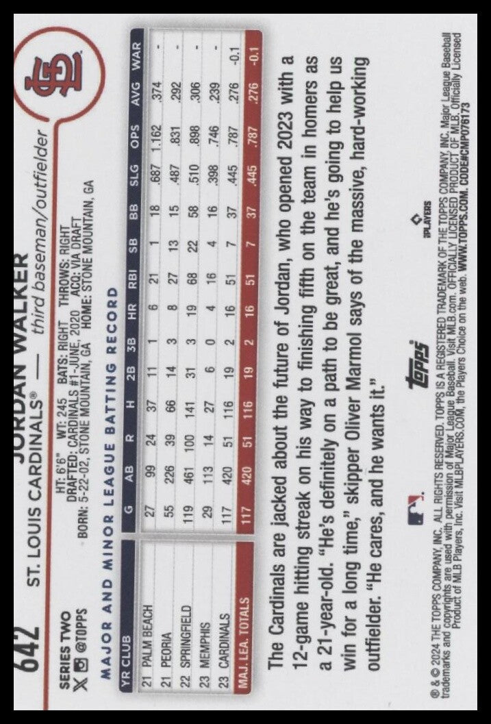 2024 Topps #642 Jordan Walker