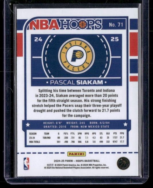 2024-25 Hoops #71 Pascal Siakam Premium Prizms Silver