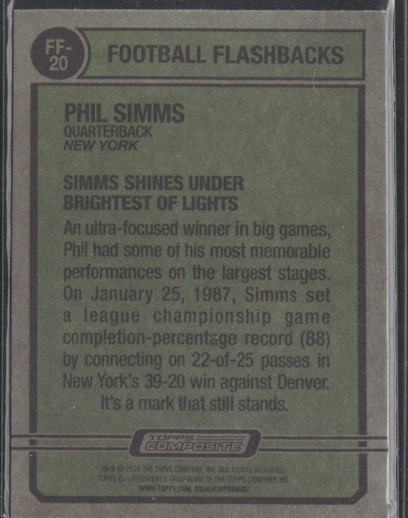 2023 Topps Composite #FF-20 Phil Simms Football Flashbacks