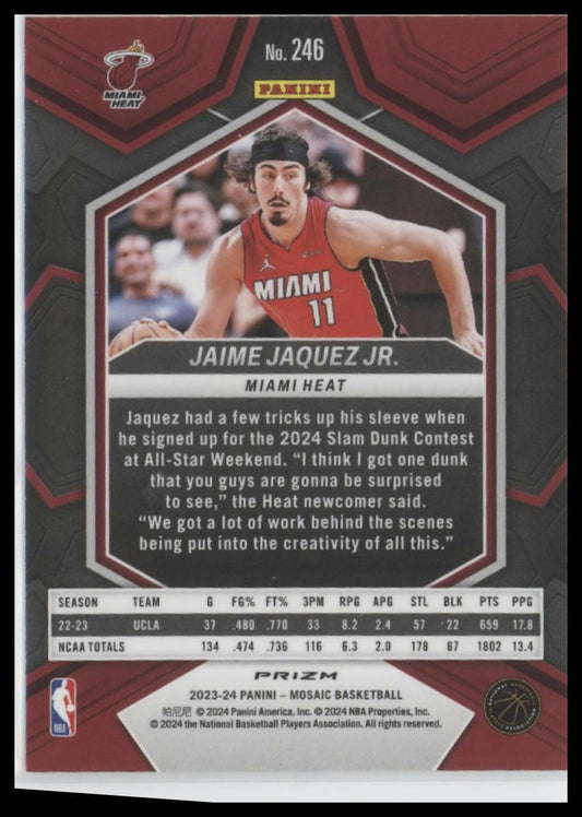 2023-24 Panini Mosaic #246 Jaime Jaquez Jr. Silver Disco Prizm