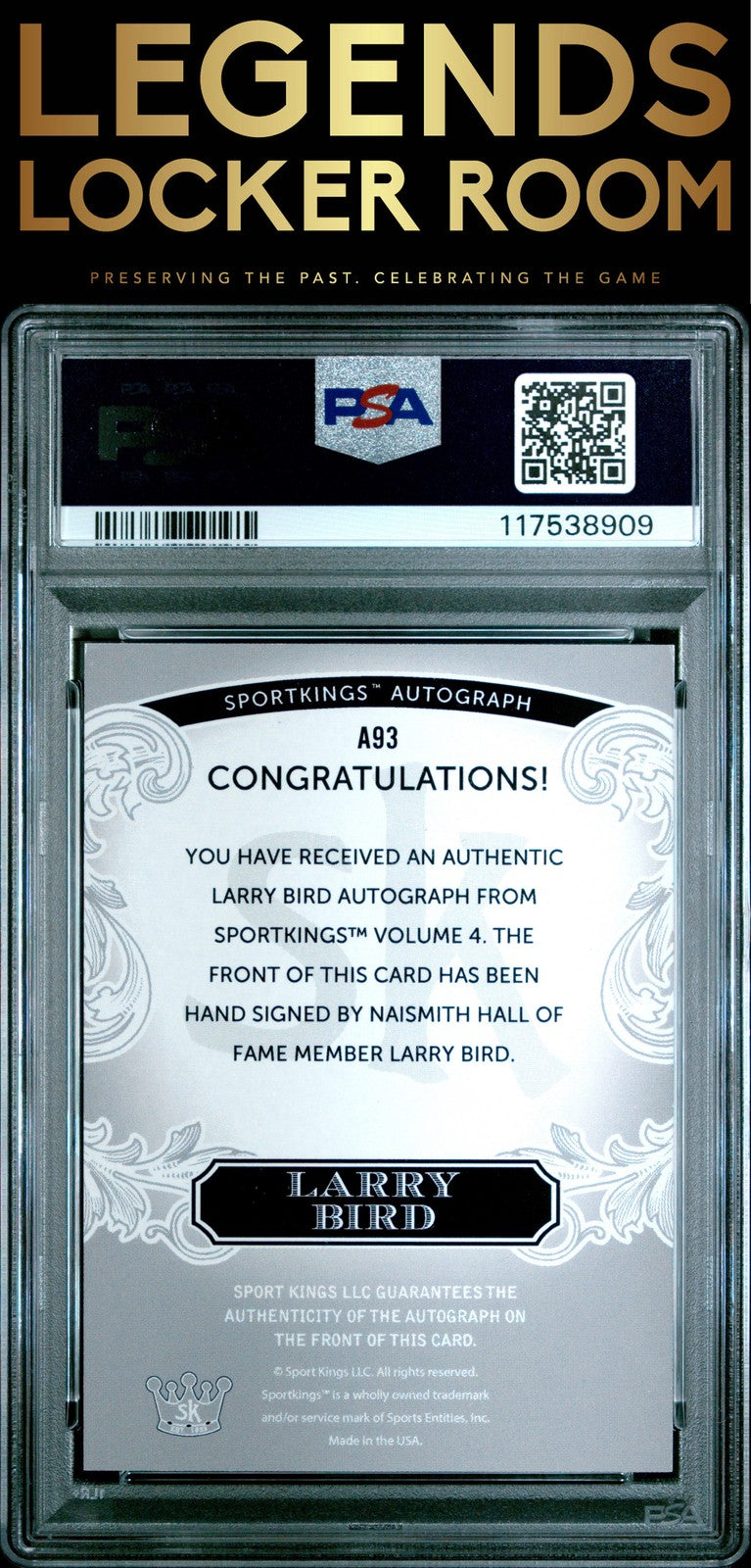 2023 Sportkings Volume 4 Autographs #A93 Larry Bird Autograph-Silver PSA 7