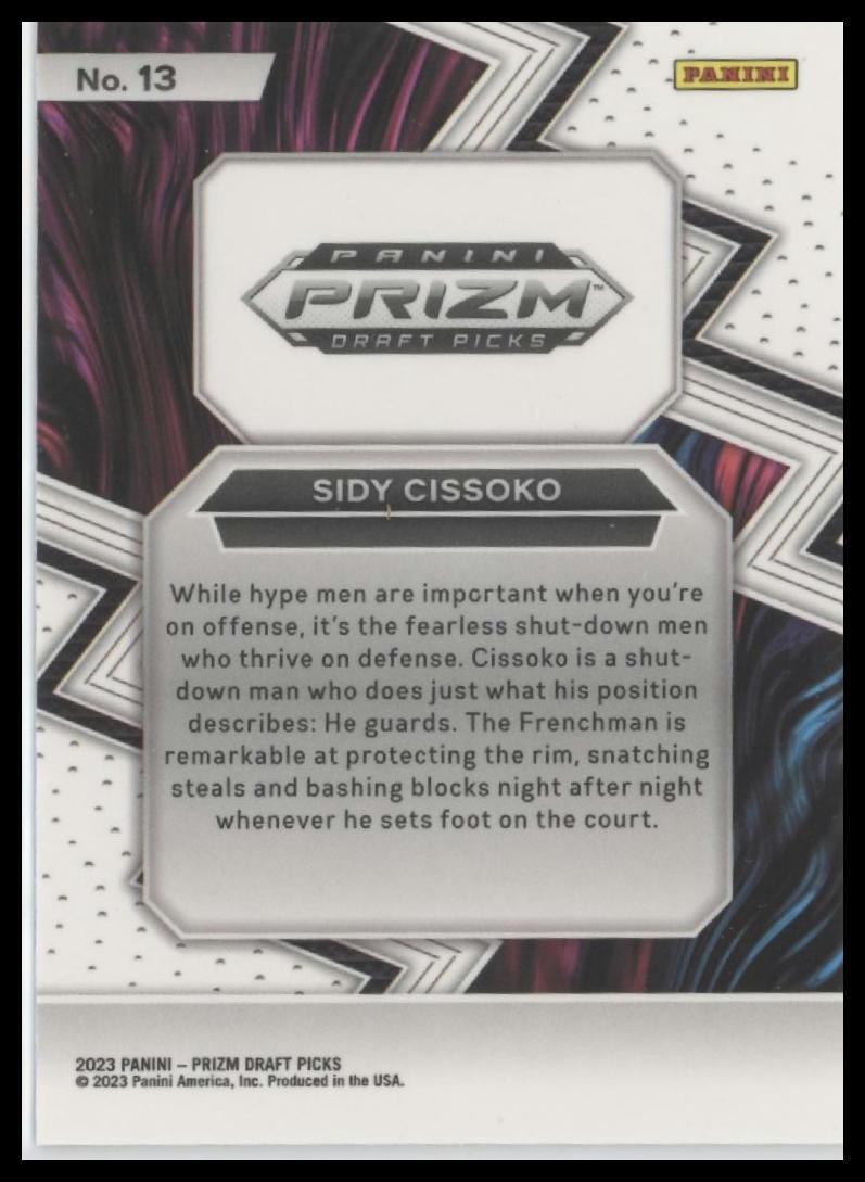 2023 Panini Prizm Draft Picks #13 Sidy Cissoko Fearless
