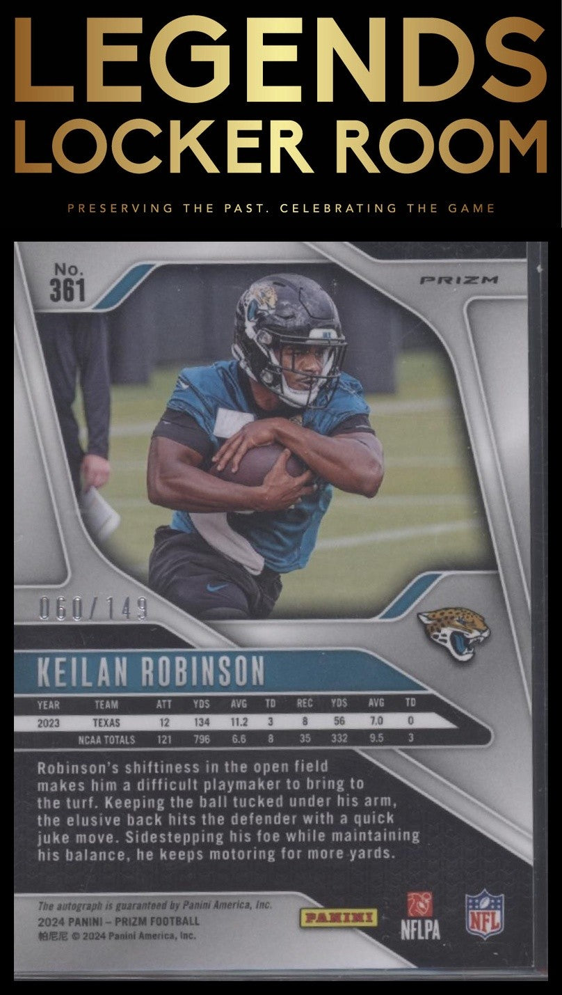 2024 Panini Prizm #361 Keilan Robinson Rookie Autographs Red Wave Prizm #/149