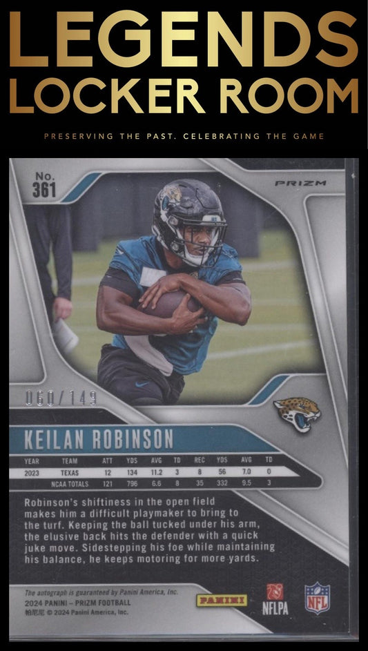 2024 Panini Prizm #361 Keilan Robinson Rookie Autographs Red Wave Prizm #/149