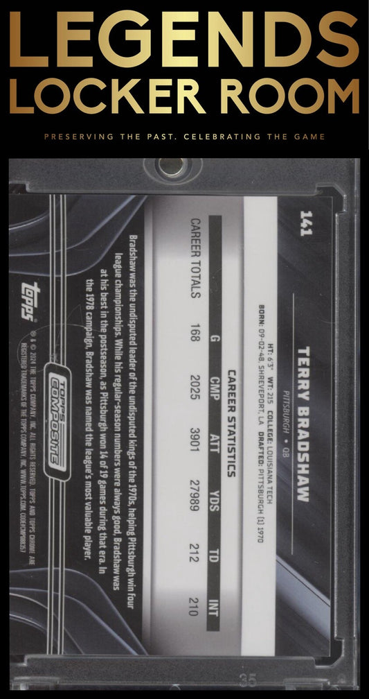 2023 Topps Composite #141 Terry Bradshaw Topps Chrome Black Blue Refractor #/75