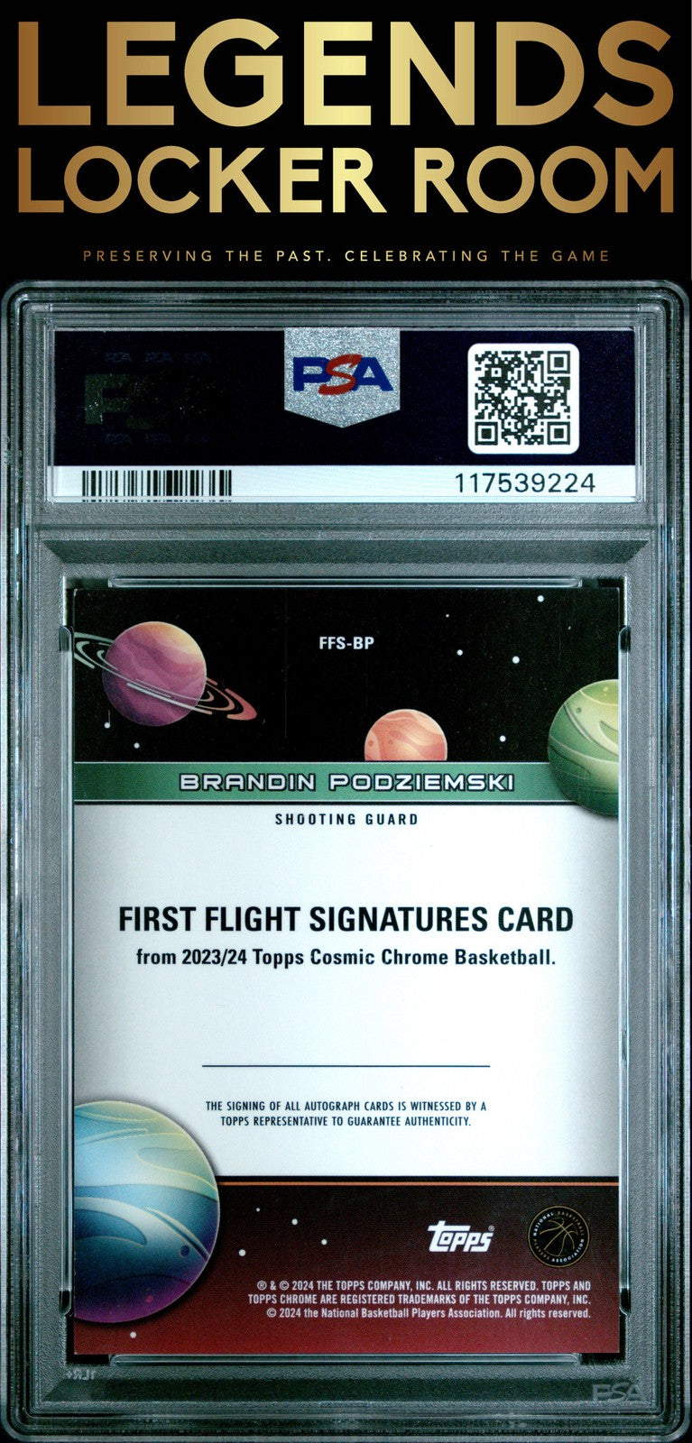 2023 Topps Cosmic Chrome First Flight Signatures #FFSBP Brandin Podziemski PSA 9