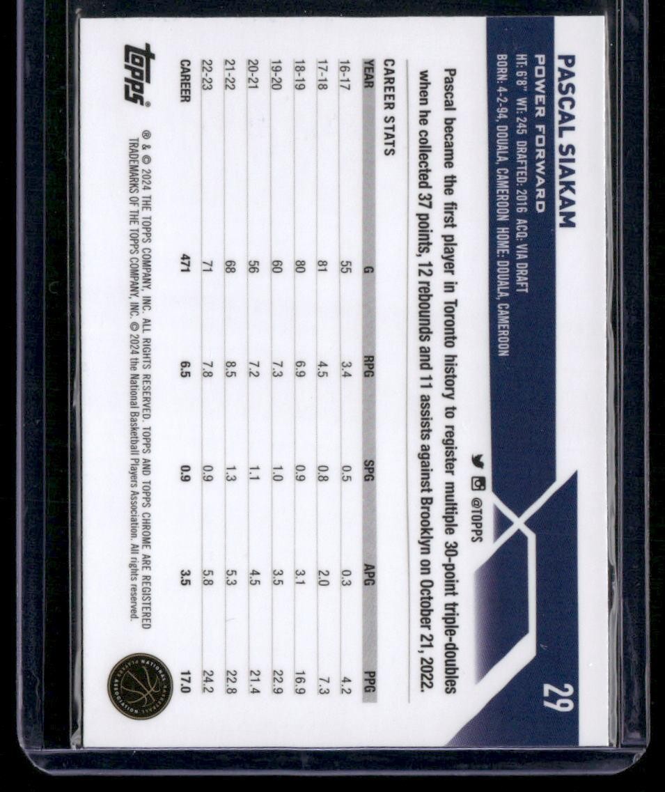 2023-24 Topps Chrome #29 Pascal Siakam