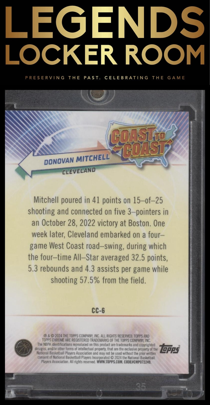 2023-24 Topps Chrome #CC-6 Donovan Mitchell Coast to Coast Refractors Green #/99