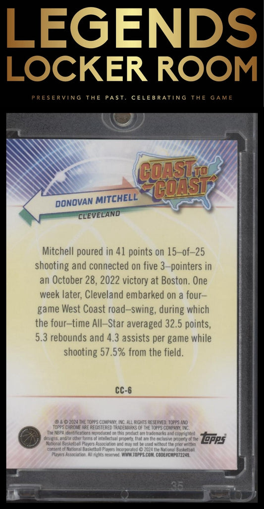 2023-24 Topps Chrome #CC-6 Donovan Mitchell Coast to Coast Refractors Green #/99