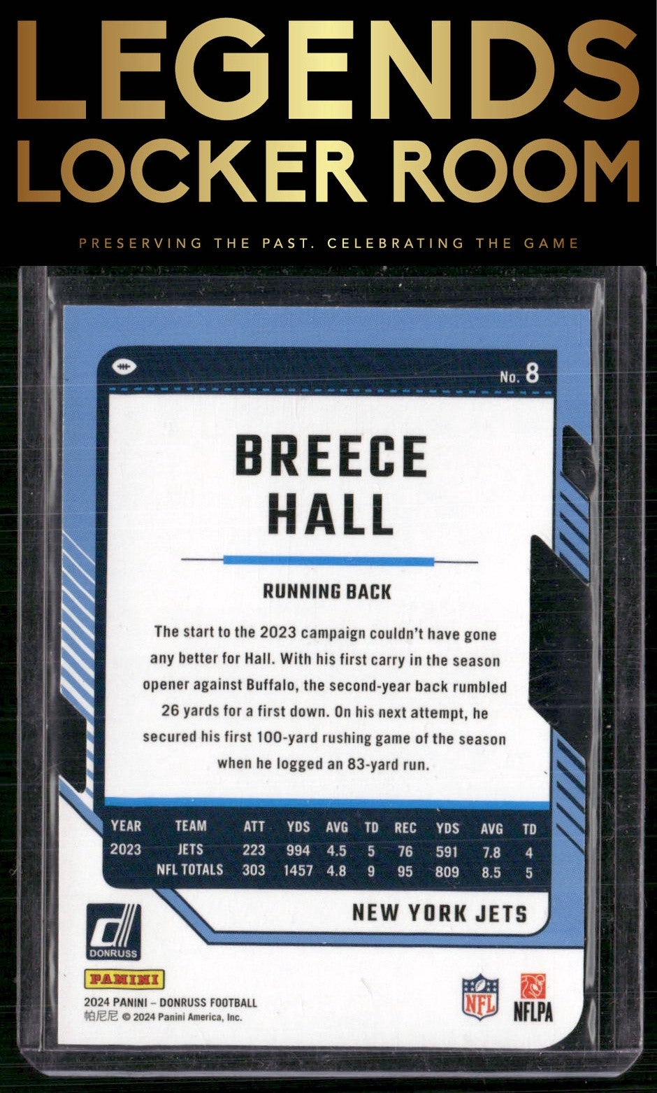 2024 Donruss #8 Breece Hall Press Proof Silver Die Cuts #/75