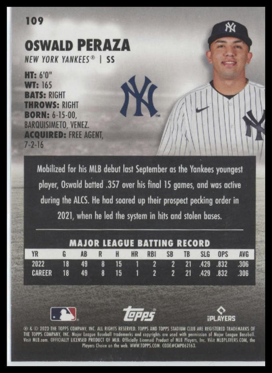 2023 Stadium Club #109 Oswald Peraza