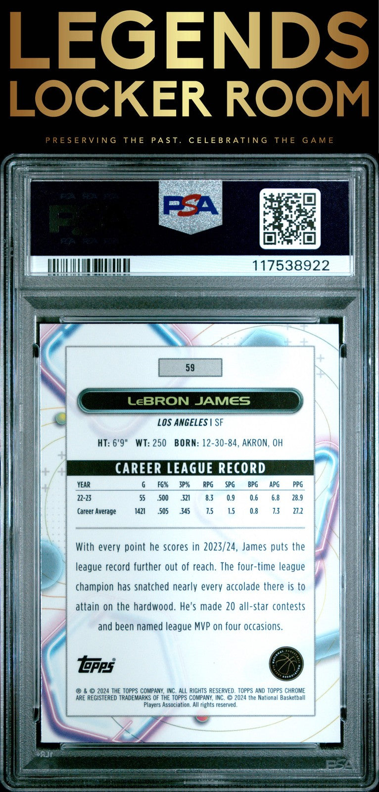 2023 Topps Cosmic Chrome #59 Lebron James PSA 9