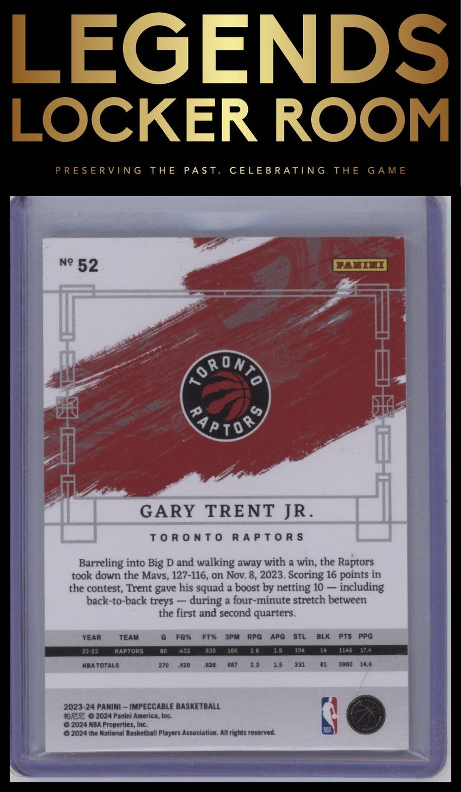 2023-24 Panini Impeccable #52 Gary Trent Jr. #/99