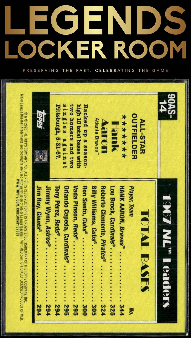 2025 Topps #90AS-14b Hank Aaron 1990 Topps Baseball 35th Anniversary All-Stars