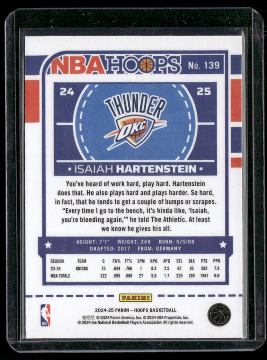2024-25 Hoops #139 Isaiah Hartenstein Premium Prizms Silver
